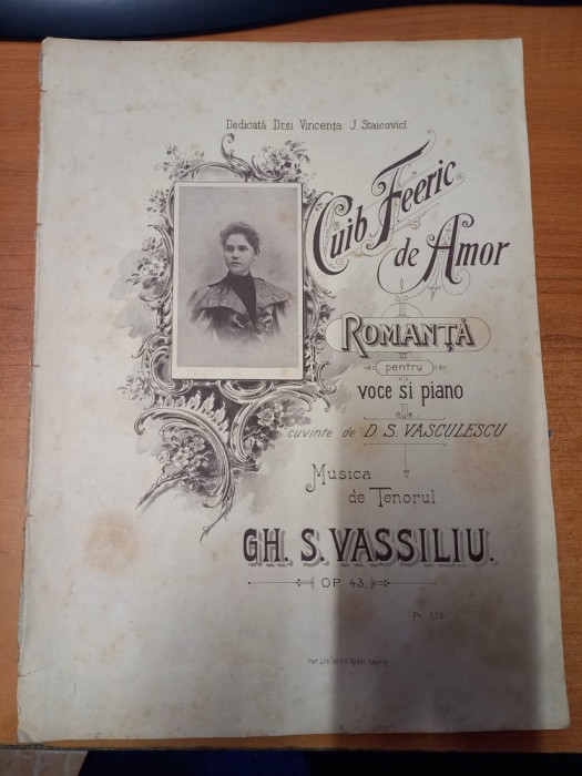 AS - PARTITURA - TEXT D.S. VASCULESCU, MUZICA GH.S.VASSILIU - CUIB FEERIC DE AMOR, ROMANTA pentru voce și piano