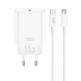 Incarcator Retea Cu Cablu Lightning XO Design CE32, 20W, 3A, 1 x USB-C, Alb