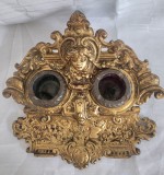 Calimara antica , art noveau, din metal, cu doua recipiente pentru cerneala