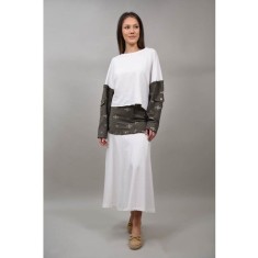BLUZA CROP CU BRODERII COMBINATA QUAINTARA TALIE UNICA Kaki