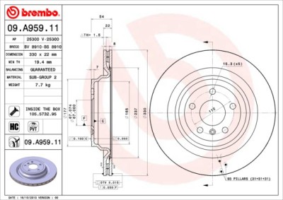BREMBO 09.A959.11 PRIME LINE - UV Coated Disc frana foto