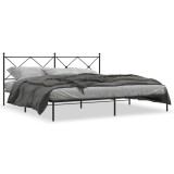 Cumpara ieftin Cadru de pat metalic cu tablie, negru, 200x200 cm