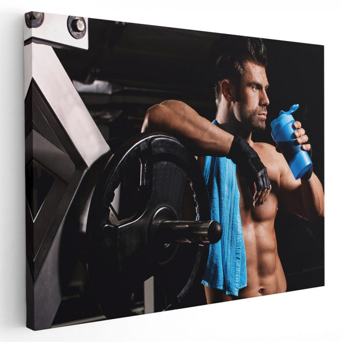 Tablou barbat in sala de fitness Tablou canvas pe panza CU RAMA 70x100 cm