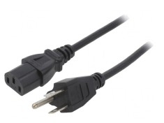 Cablu de Alimentare Negru 1m 3x18AWG IEC C13 la NEMA 5-15