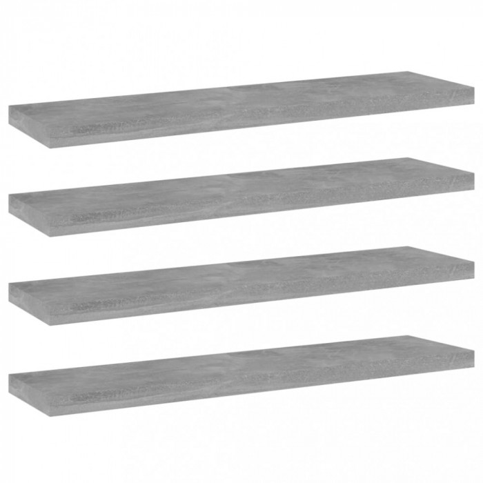 vidaXL Plăci bibliotecă, gri beton, 4 buc, 40 x 10 x 1,5 cm, PAL 805130
