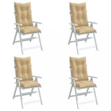 Perne scaun cu spătar &icirc;nalt 4 buc. melanj bej 120x50x7cm textil