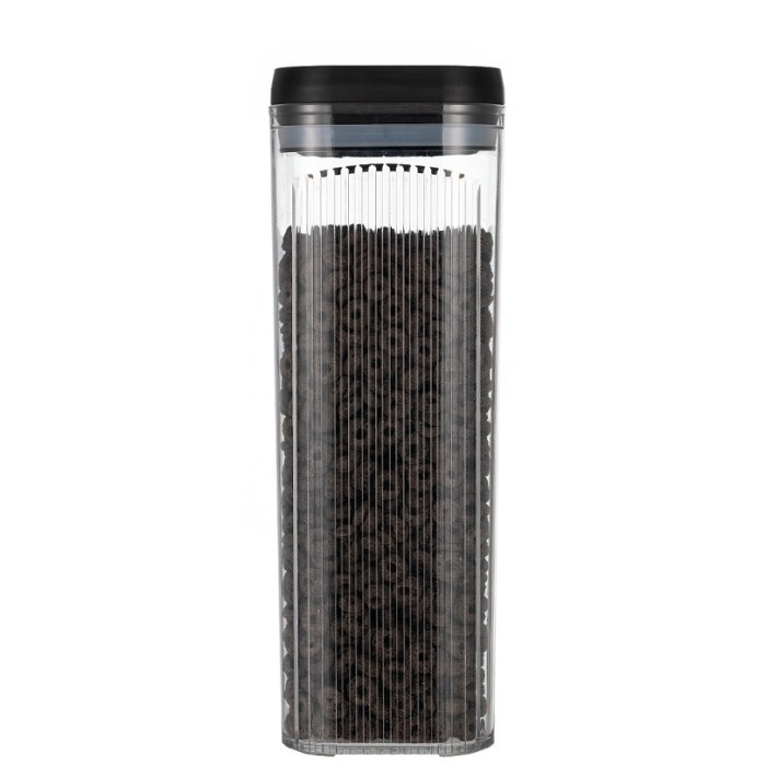 Cutie de Depozitare Alimente, Flippy, tip Container, 3.7L, Recipiente pentru Cereale in Bucatarie, Transparente cu Capac Negru