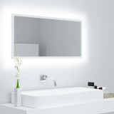 Oglindă de baie cu LED, alb, 90x8,5x37 cm, acril, vidaXL
