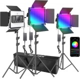 Cumpara ieftin Kit 3 Panouri Neewer RGB,660 LED,trepiezi 200 cm inclusi,geanta transport