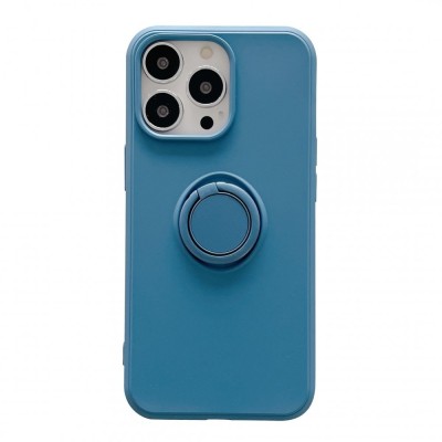 Husa protectie flippy compatibila cu huawei p smart 2021 liquid silicone ring cu suport rotativ albastru foto