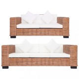 Cumpara ieftin Set canapea cu perne, 2 piese, ratan natural