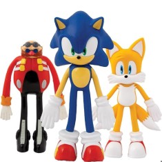 Set 3 Figurine Bend-Ems, Sonic Dr. Eggman Tails, 12CM