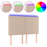 Cumpara ieftin Tablie de pat cu LED, cappuccino, 144x5x118/128 cm, piele eco