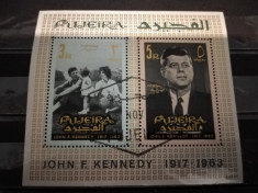 FUJEIRA 1965,COMEMORARI-KENNEDY,COLITA STAMPILATA foto