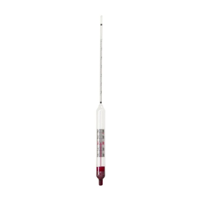Alkoholmessger&auml;t, Alkoholmeter, Alkoholspindel f&uuml;r Wein, mit Thermometer