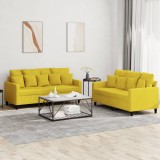 vidaXL Set de canapele cu perne, 2 piese, galben, catifea