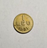 Moneda 1 Leu 1951, Cupru-Alama, Eroare Matrita Sparta, Piesa Rara si Frumoasa