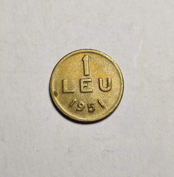 1 leu 1951 Cupru Alama Eroare Matrita Sparta Piesa Frumoasa