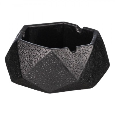 Scrumieră Ceramică, Hexagonală, Suprafață Antialunecare, Negru, 10.5x10.5x5cm foto