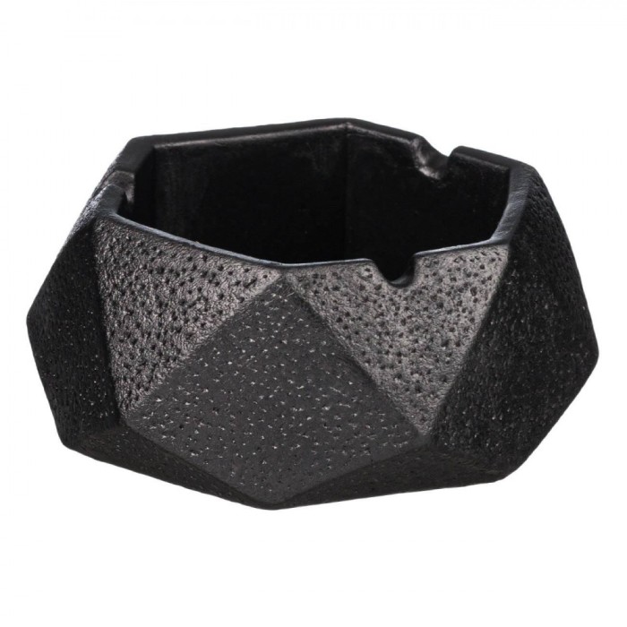 Scrumieră Ceramică, Hexagonală, Suprafață Antialunecare, Negru, 10.5x10.5x5cm