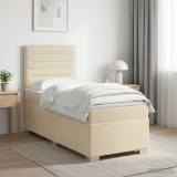 Cumpara ieftin Pat boxspring cu saltea cu headboard Crem 80 x 200 cm Tesatura