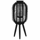 Cumpara ieftin Suport de lumanari tip felinar vertical, negru, bambus