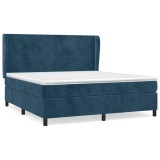 Cumpara ieftin Pat box spring cu saltea, albastru inchis, 180x200 cm, catifea