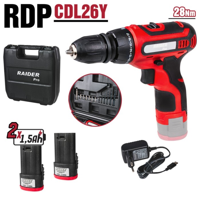 Bormasina cu acumulator Li-ion 12V 2x1.5Ah 28Nm RD-CDL26 HardWork ToolsRange