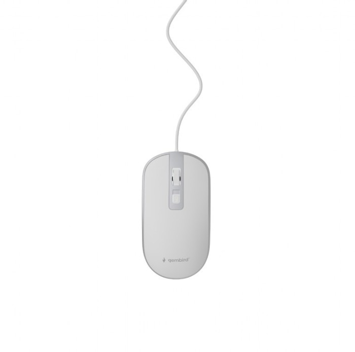 MOUSE GEMBIRD, PC sau NB, cu fir, USB, optic, 1200 dpi, butoane/scroll 4/1, cablu 1.35m, alb-argintiu, &quot;MUS-4B-06-WS&quot; (timbru verde 0.18 lei)