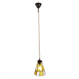 Cumpara ieftin Lustra din fier maro si sticla alba galbena Tiffany 15x115 cm