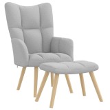 Scaun de relaxare cu taburet din material gri nor