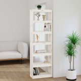 Bibliotecă/Separator cameră alb 60x30x199,5 cm lemn masiv pin, vidaXL