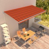 VidaXL Copertină retractabilă manual, portocaliu și maro, 600 x 300 cm