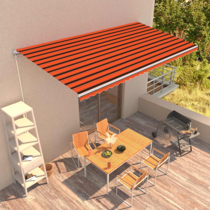 vidaXL Copertină retractabilă manual, portocaliu și maro, 600 x 300 cm 3051227