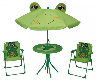 Set LEQ MELISENDA Rana, broască, umbrelă 105 cm, masă 50 cm, 2 scaune foto