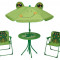 Set LEQ MELISENDA Rana, broască, umbrelă 105 cm, masă 50 cm, 2 scaune