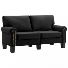 Canapea cu 2 locuri, negru, material textil foto