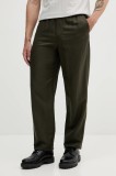Armani Exchange pantaloni din amestec de in culoarea verde, drept, XM000655 AF13180