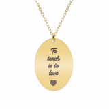 Master - Colier personalizat absolvire &quot;To teach is to love&quot; din argint 925 placat cu aur galben 24K