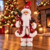 Figurina Mos Craciun, imbracaminte, caciula si accesorii, 30 cm