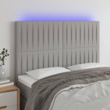 Cumpara ieftin Tăblie de pat cu LED, gri deschis, 144x5x118/128 cm, textil