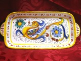TAVA PLATOU CERAMICA MAJOLICA DERUTA RAFFAELLESCO ITALIA DECOR MANUAL CU GRIFON 27 CM