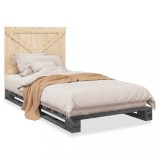 Cumpara ieftin Cadru de pat cu tablie, gri, 100x200 cm, lemn masiv de pin