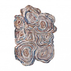 Covor TINE 75312A Copac Lemn - formă modernă, neregulată - teracotă / albastru, 195x290 cm