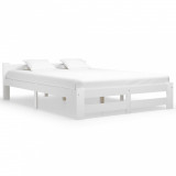 VidaXL Cadru de pat, alb, 140 x 200 cm, lemn masiv de pin