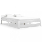 Cumpara ieftin Cadru de pat, alb, 140 x 200 cm, lemn masiv de pin