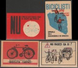 1964-1968 Romania - Lot 4 etichete de chibrituri romanesti Biciclete si biciclisti, bicicleta Carpati