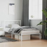 VidaXL Cadru de pat din metal cu tăblie, alb, 100x200 cm 376270
