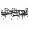VidaXL Set de sufragerie de grădină 7 piese sticlă neagră polirattan 3334440