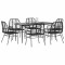 vidaXL Set de sufragerie de grădină 7 piese sticlă neagră polirattan 3334440